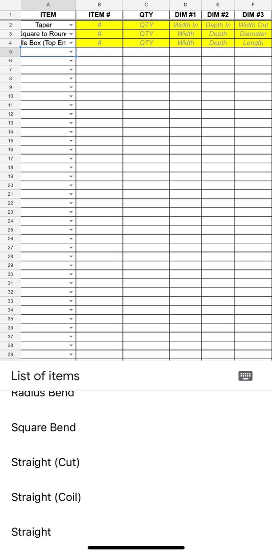 The Power of Spreadsheet-Based Item Entry for CAMduct